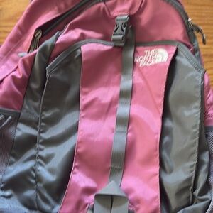 The North Face Magenta and Charcoal Backpack